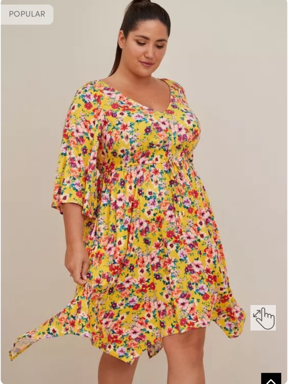 Torrid Babydoll Dress - Stretch Challis Floral Yellow